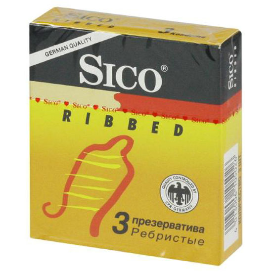 Презервативи Sico ribbed (Сіко ріббед) ребристі зі змазкою №3